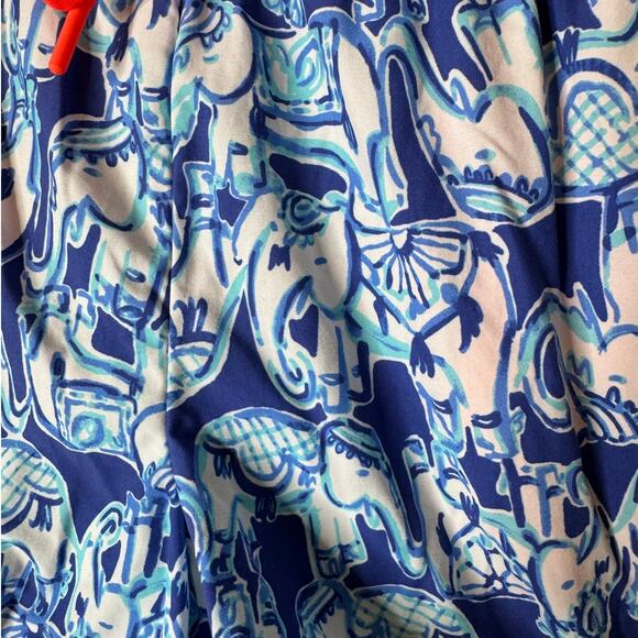 Lilly Pulitzer Medium 3" Nylon Run Around Shorts in Blue Elephant Get Trunky - Picture 4 of 11
